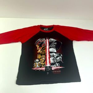 Star Wars Red and Black Long Sleeve Baseball Style T Shirt Character Design